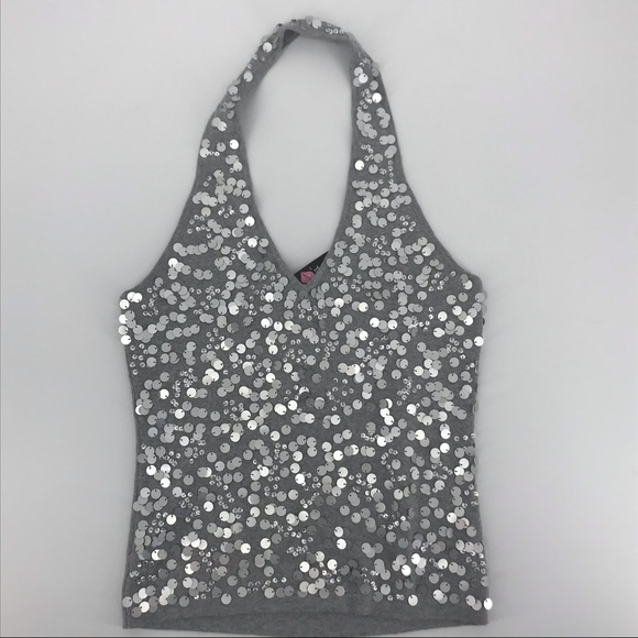 New Love Lola Halterneck Sequin gray Tank size L - Picture 6 of 6